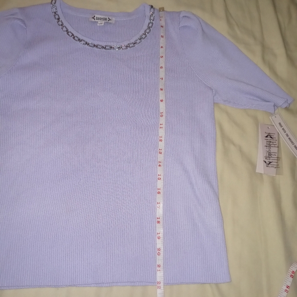 Nanette Lepore Jewelneck Ribbed Sweater Top Size L - Picture 8 of 14